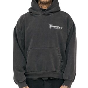 Trinity The Label Washed Gray Mike Tyson Hooded Sweatshirt Pullover Hoodie Small